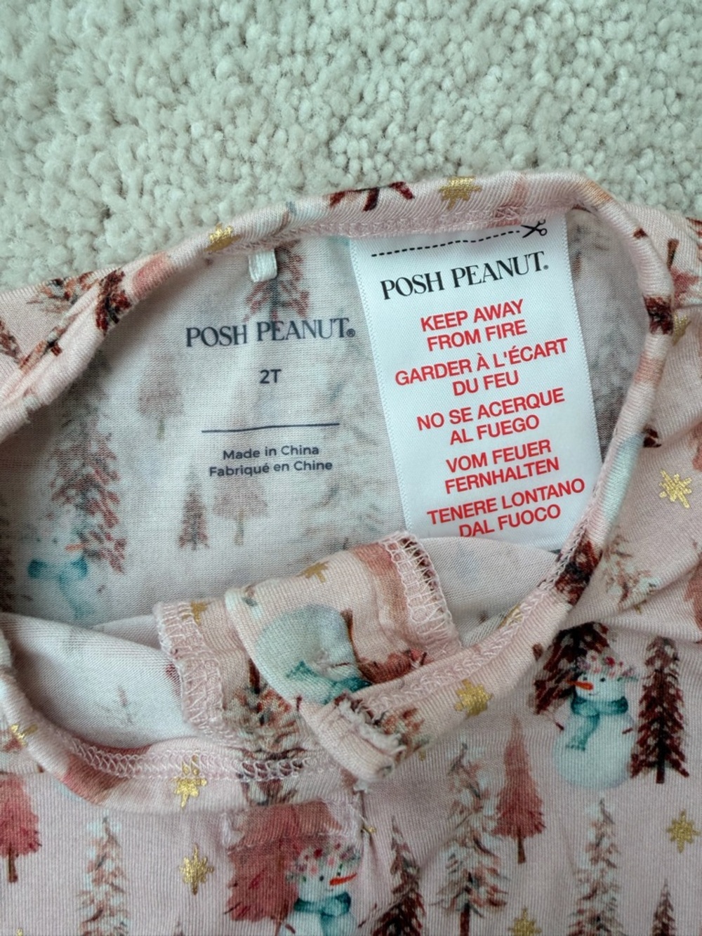 Posh Peanut Pink Christmas Tree Print & Gold Foil Long Sleeve Twirl Bodysuit - Picture 10 of 13